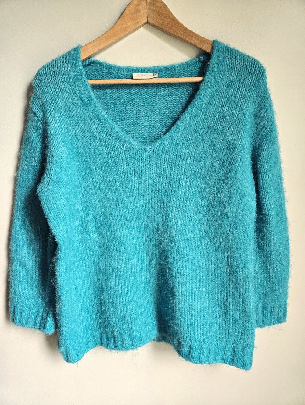 KAFFE Cozy Aqua-turquoise V-Neck Women's Knit Sweater